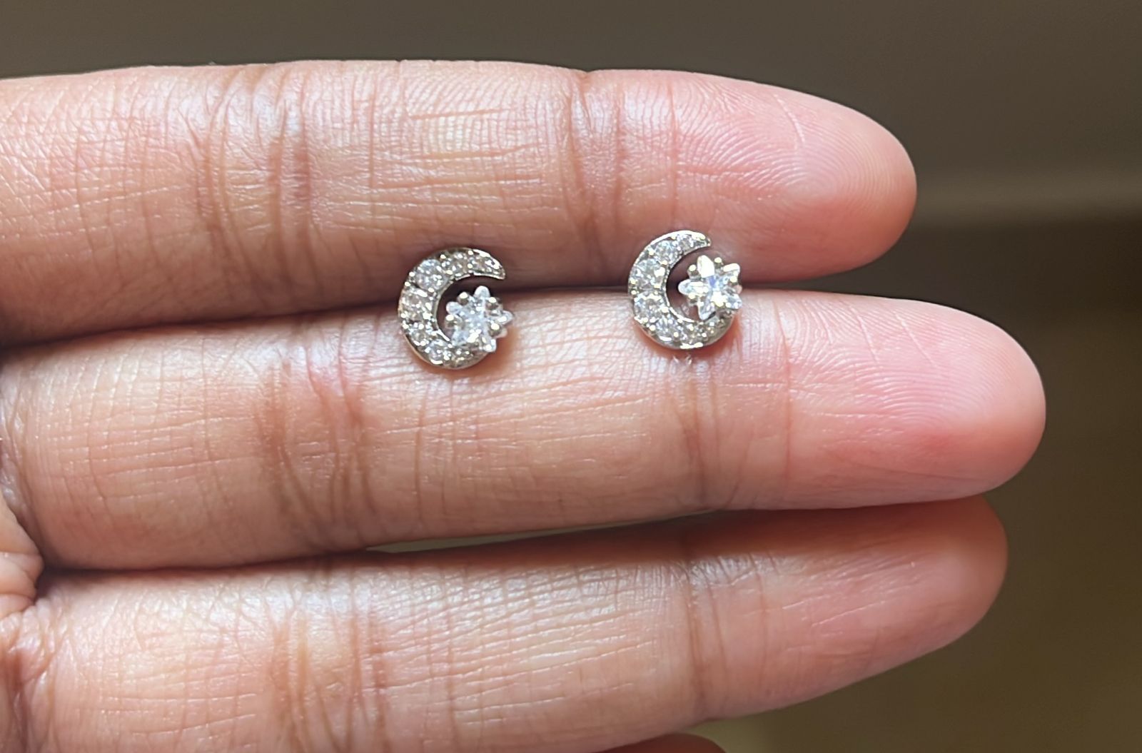 Half Moon Star Stone Studs