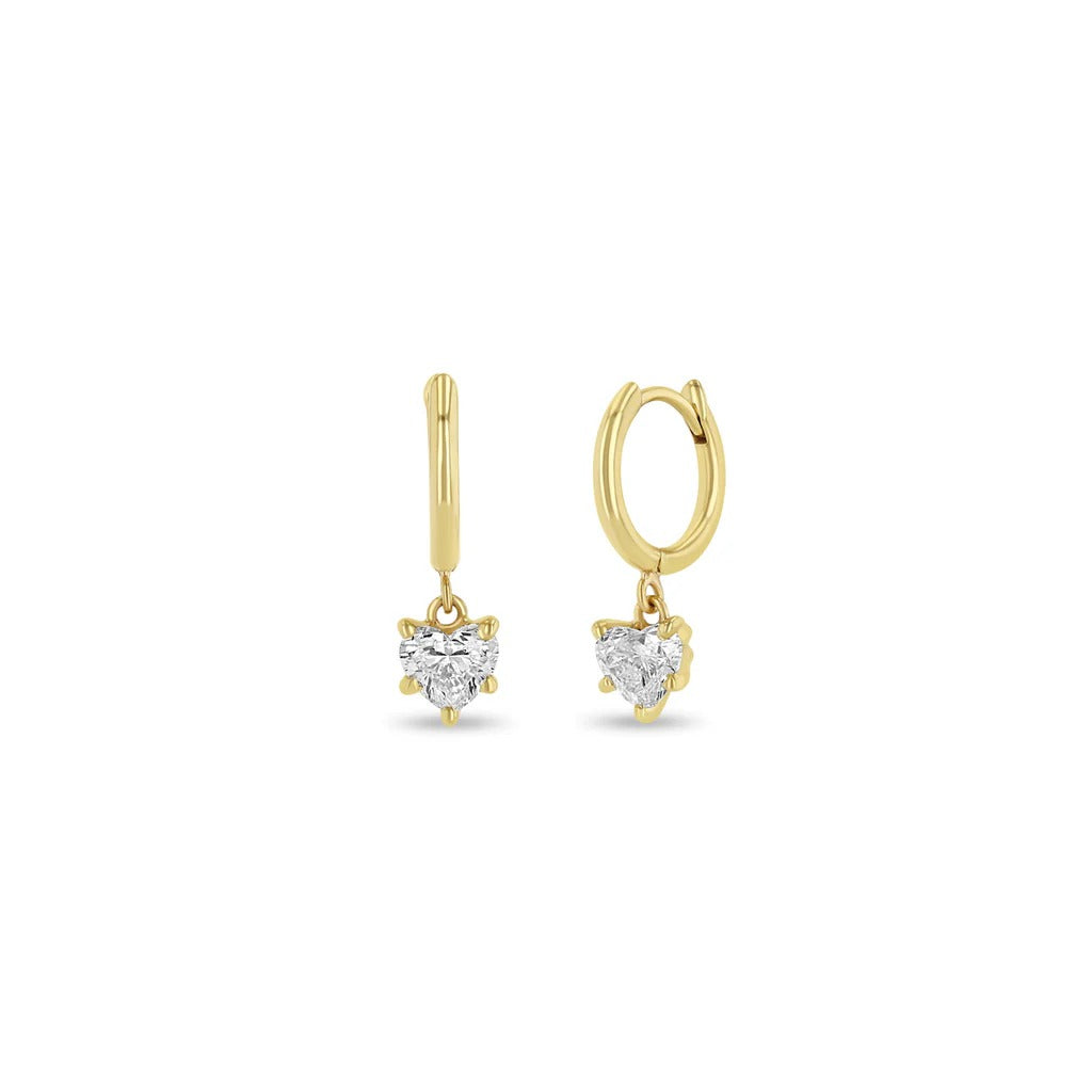 Dangling Heart Diamond hoops