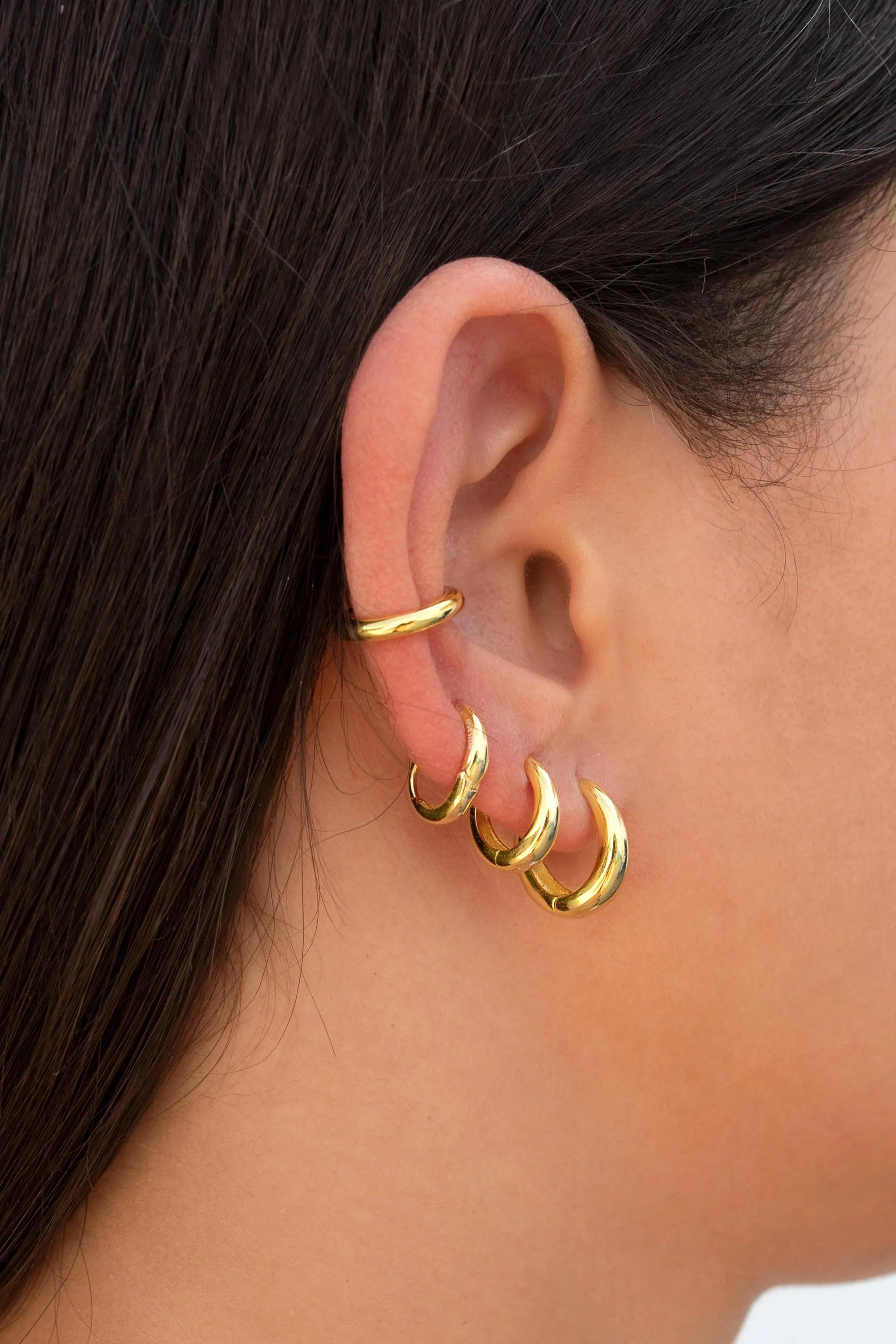 Rainbow stone Flower Cartilage Hoop Earring
