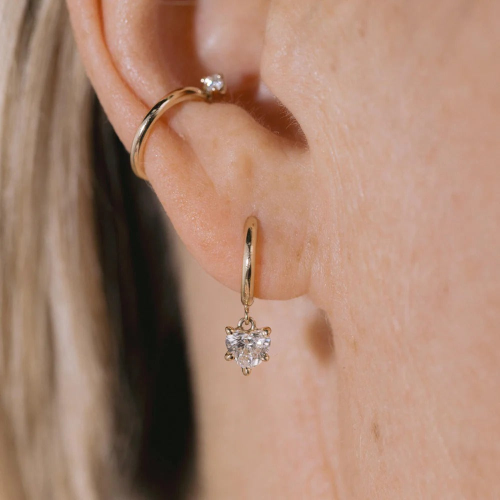 Dangling Heart Diamond hoops